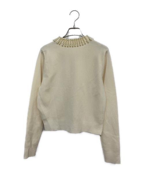 BALLSEY（ボールジィ）BALLSEY (ボールジィ) ウールポリエステルパールコンビ クルーネックカーディガン オフホワイト サイズ:Sの古着・服飾アイテム