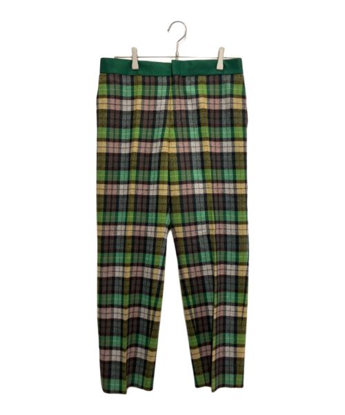 DRAWER（ドゥロワー）DRAWER (ドゥロワー) ウールカシミヤチェックパンツ グリーン サイズ:40の古着・服飾アイテム
