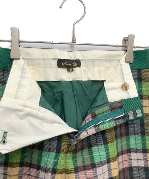 DRAWER（ドゥロワー）DRAWER (ドゥロワー) ウールカシミヤチェックパンツ グリーン サイズ:40の古着・服飾アイテム