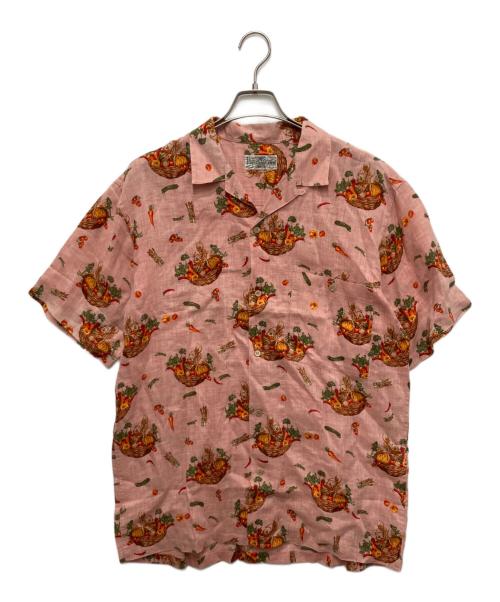 PAPAS ISLAND（パパス アイランド）PAPAS ISLAND (パパス アイランド) 野菜柄リネンアロハシャツ ピンク サイズ:Lの古着・服飾アイテム