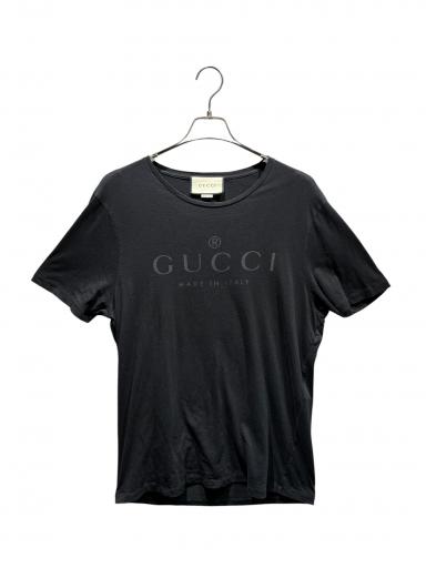 中古・古着通販】GUCCI (グッチ) ロゴプリントTシャツ ブラック サイズ