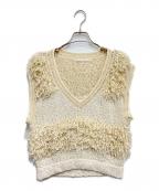 LEINWANDEラインヴァンド）の古着「Tweed Fringe Top」｜ベージュ