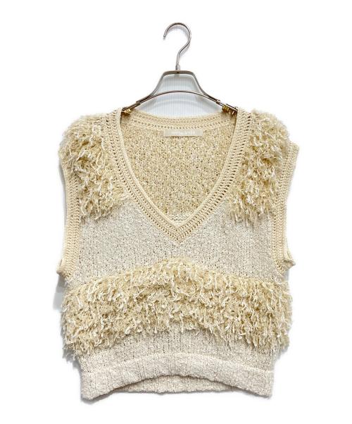 LEINWANDE（ラインヴァンド）LEINWANDE (ラインヴァンド) Tweed Fringe Top ベージュ サイズ:freeの古着・服飾アイテム
