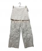 THINGS THAT MATTERシングスザットマター）の古着「CHAOS EMBROIDERY LAYERED PANTS」｜ホワイト