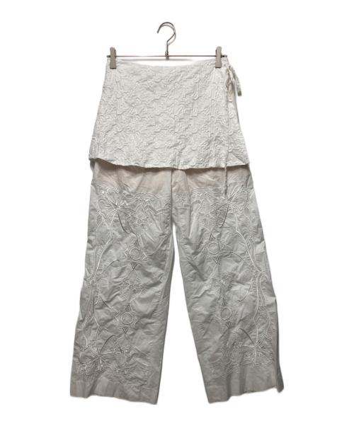 THINGS THAT MATTER（シングスザットマター）THINGS THAT MATTER (シングスザットマター) CHAOS EMBROIDERY LAYERED PANTS ホワイト サイズ:2の古着・服飾アイテム