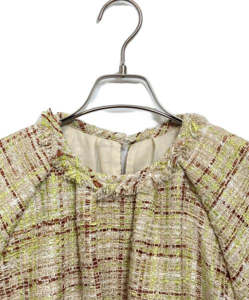 BALLSEY（ボールジィ）BALLSEY (ボールジィ) モザイクツイード パフブラウス グリーン サイズ:36の古着・服飾アイテム