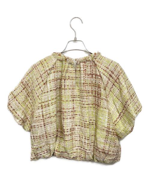 BALLSEY（ボールジィ）BALLSEY (ボールジィ) モザイクツイード パフブラウス グリーン サイズ:36の古着・服飾アイテム