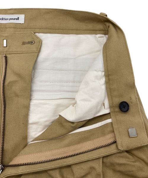 edition pourell（エディションプレル）edition pourell (エディションプレル) ビンテージコットンタックパンツ ベージュ サイズ:36の古着・服飾アイテム
