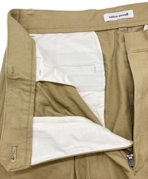 edition pourell（エディションプレル）edition pourell (エディションプレル) ビンテージコットンタックパンツ ベージュ サイズ:36の古着・服飾アイテム