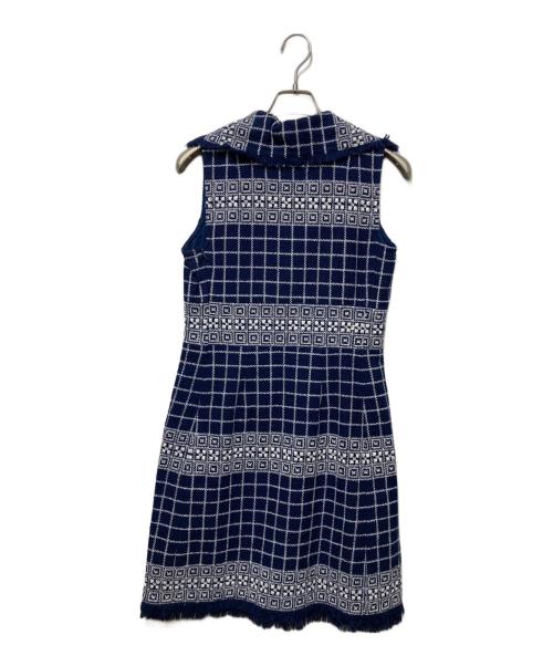 TORY BURCH（トリーバーチ）TORY BURCH (トリーバーチ) ツイードノースリーブワンピース ネイビー サイズ:2の古着・服飾アイテム
