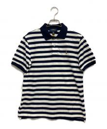 POLO RALPH LAUREN（ポロ・ラルフローレン）の古着「striped cotton mesh polo shirt」｜ブラック