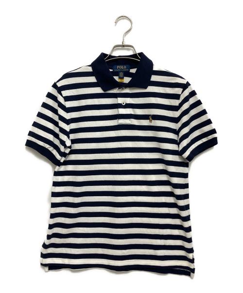 POLO RALPH LAUREN（ポロ・ラルフローレン）POLO RALPH LAUREN (ポロ・ラルフローレン) striped cotton mesh polo shirt ブラック サイズ:Lの古着・服飾アイテム