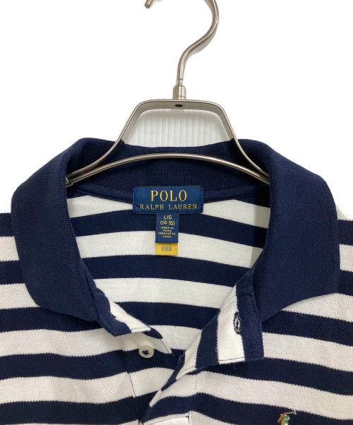 POLO RALPH LAUREN（ポロ・ラルフローレン）POLO RALPH LAUREN (ポロ・ラルフローレン) striped cotton mesh polo shirt ブラック サイズ:Lの古着・服飾アイテム