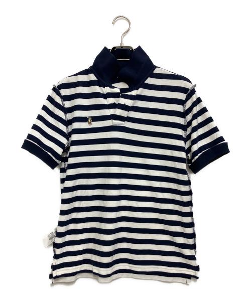 POLO RALPH LAUREN（ポロ・ラルフローレン）POLO RALPH LAUREN (ポロ・ラルフローレン) striped cotton mesh polo shirt ブラック サイズ:Lの古着・服飾アイテム