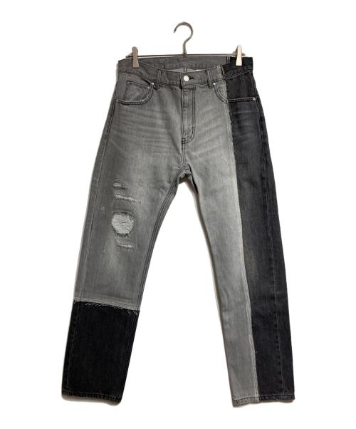1691（イチロクキューイチ）1691 (イチロクキューイチ) 非対称ストレートパンツ/ASYMMETRICAL STRAIGHT　PANTS ブラック サイズ:4の古着・服飾アイテム