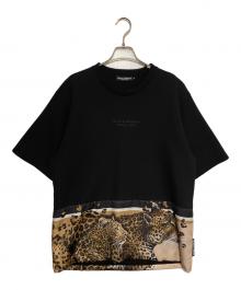 DOLCE & GABBANA（ドルチェ＆ガッバーナ）の古着「レオパード切替Tシャツ」｜ブラック