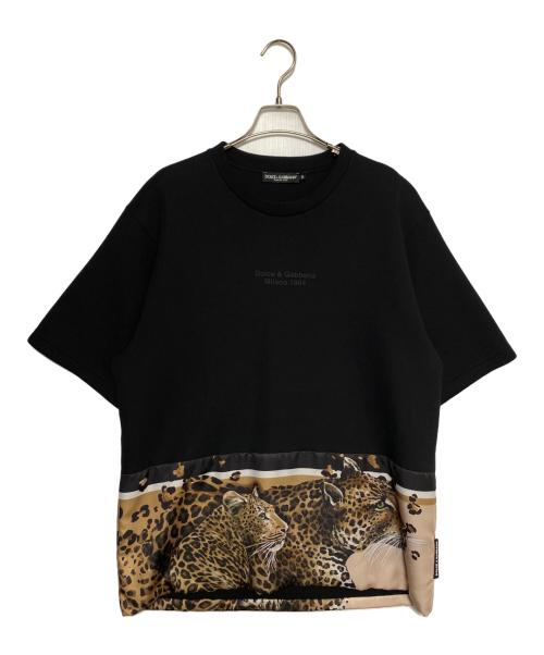 DOLCE & GABBANA（ドルチェ＆ガッバーナ）DOLCE & GABBANA (ドルチェ＆ガッバーナ) レオパード切替Tシャツ ブラック サイズ:50の古着・服飾アイテム