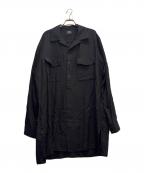 Yohji Yamamoto COSTUME D' HOMMEヨウジヤマモト コスチュームドオム）の古着「SUIT POPLIN CDH OPEN COLLAR SHIRT」｜ブラック