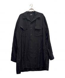 Yohji Yamamoto COSTUME D' HOMME（ヨウジヤマモト コスチュームドオム）の古着「SUIT POPLIN CDH OPEN COLLAR SHIRT」｜ブラック