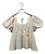 euwイユー）の古着「puff sleeve peplum top/パフスリーブペプラムトップ」｜アイボリー