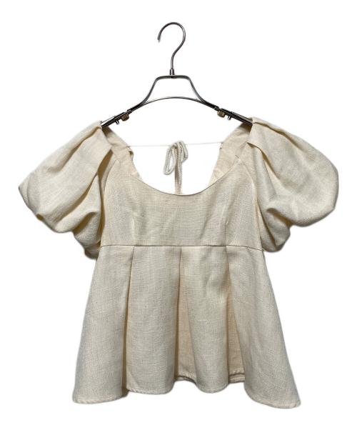 euw（イユー）euw (イユー) puff sleeve peplum top/パフスリーブペプラムトップ アイボリー サイズ:FREEの古着・服飾アイテム