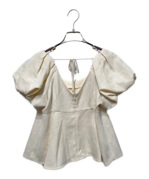 euw（イユー）euw (イユー) puff sleeve peplum top/パフスリーブペプラムトップ アイボリー サイズ:FREEの古着・服飾アイテム