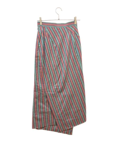 Vivienne Westwood（ヴィヴィアンウエストウッド）Vivienne Westwood (ヴィヴィアンウエストウッド) 変形スリットストライプスカート マルチカラー サイズ:38の古着・服飾アイテム