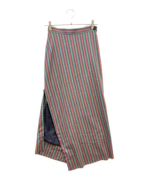 Vivienne Westwood（ヴィヴィアンウエストウッド）Vivienne Westwood (ヴィヴィアンウエストウッド) 変形スリットストライプスカート マルチカラー サイズ:38の古着・服飾アイテム