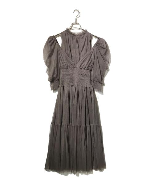 Snidel（スナイデル）Snidel (スナイデル) チュールボリュームドレス/パフスリーブワンピース モカ サイズ:1の古着・服飾アイテム
