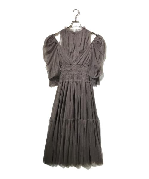 Snidel（スナイデル）Snidel (スナイデル) チュールボリュームドレス/パフスリーブワンピース モカ サイズ:1の古着・服飾アイテム