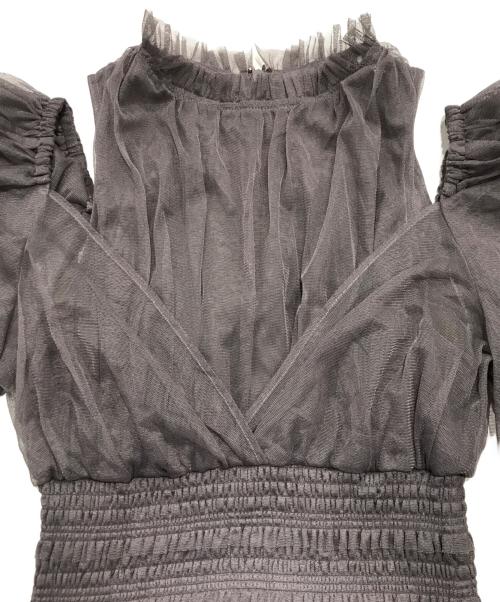 Snidel（スナイデル）Snidel (スナイデル) チュールボリュームドレス/パフスリーブワンピース モカ サイズ:1の古着・服飾アイテム