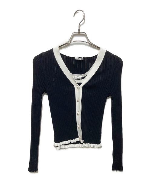 FRAY ID（フレイ アイディー）FRAY ID (フレイ アイディー) コットンモダールアンサンブルニット ブラック サイズ:freeの古着・服飾アイテム