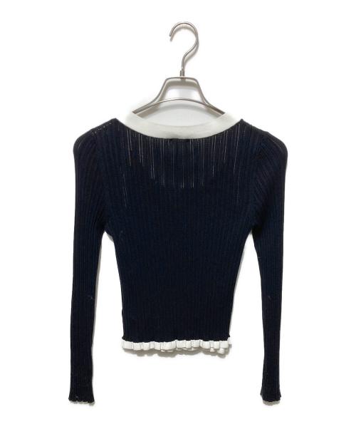 FRAY ID（フレイ アイディー）FRAY ID (フレイ アイディー) コットンモダールアンサンブルニット ブラック サイズ:freeの古着・服飾アイテム