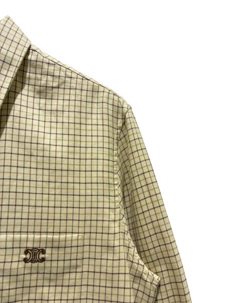 CELINE（セリーヌ）CELINE (セリーヌ) Triomphe Embroidered Check Loose Shirt/トリオンフ刺繍入り チェック ルーズシャツ/2C982113Q.02MX ベージュ サイズ:38の古着・服飾アイテム
