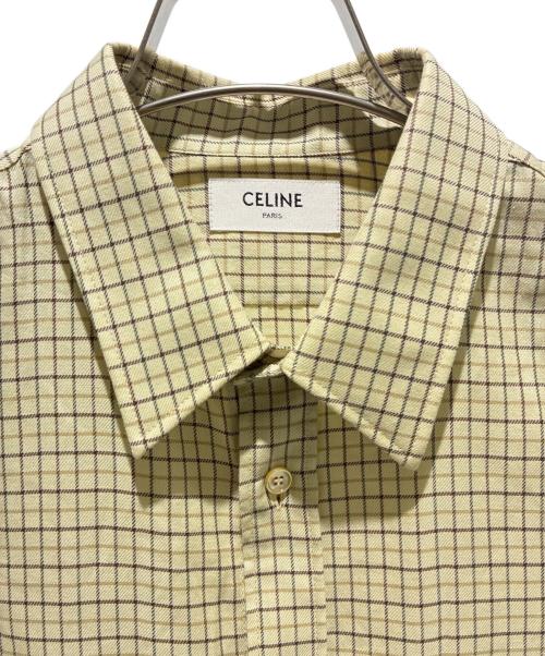 CELINE（セリーヌ）CELINE (セリーヌ) Triomphe Embroidered Check Loose Shirt/トリオンフ刺繍入り チェック ルーズシャツ/2C982113Q.02MX ベージュ サイズ:38の古着・服飾アイテム