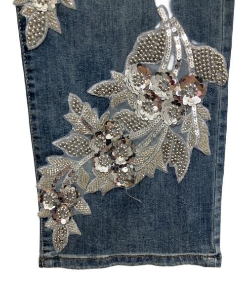 ANDREA&CO（アンドレアアンドコー）ANDREA&CO (アンドレアアンドコー) デニムビジュー刺繍パンツ インディゴ サイズ:記載なしの古着・服飾アイテム