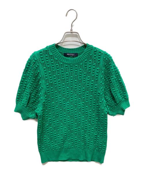 BRAHMIN（ブラーミン）BRAHMIN (ブラーミン) ポップコーン編みハーフスリーブニット グリーン サイズ:38の古着・服飾アイテム