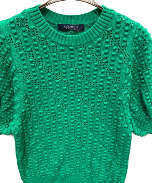 BRAHMIN（ブラーミン）BRAHMIN (ブラーミン) ポップコーン編みハーフスリーブニット グリーン サイズ:38の古着・服飾アイテム