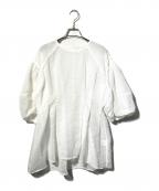 CLANEクラネ）の古着「SHEER PLAID VOLUME SLEEVE TOPS/ホワイト」｜ホワイト