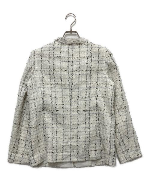 ANAYI（アナイ）ANAYI (アナイ) ミックスツイードノーカラージャケット ホワイト サイズ:36の古着・服飾アイテム