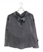 Ameriアメリ）の古着「WAFFLE LAYERED DESIGN CUT TOP」｜チャコールグレー