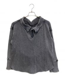 Ameri（アメリ）の古着「WAFFLE LAYERED DESIGN CUT TOP」｜チャコールグレー