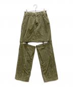MAISON SPECIALメゾンスペシャル）の古着「Momo Slit Denim Pants」｜カーキ