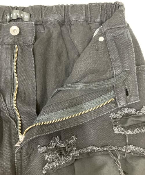 REFLEM（レフレム）REFLEM (レフレム) スタッズ付きダメージデニムハーフパンツ ブラック サイズ:FREEの古着・服飾アイテム
