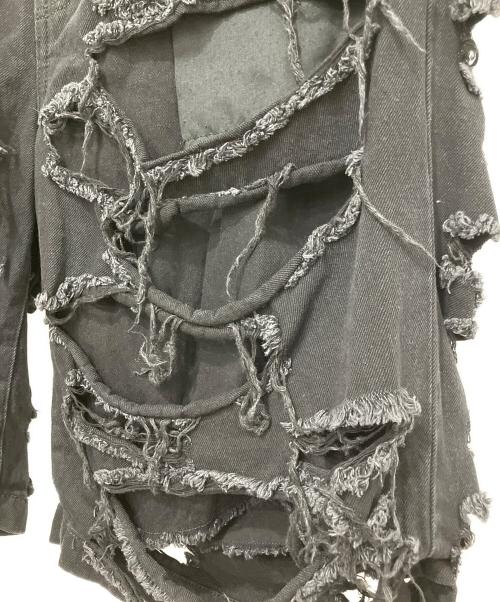 REFLEM（レフレム）REFLEM (レフレム) スタッズ付きダメージデニムハーフパンツ ブラック サイズ:FREEの古着・服飾アイテム
