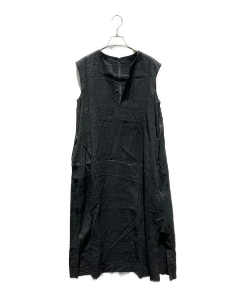 Plage（プラージュ）Plage (プラージュ) Linen フレア ワンピース ノースリーブ・キャミソールワンピース ブラック サイズ:36の古着・服飾アイテム