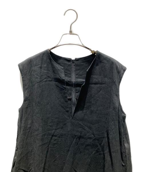 Plage（プラージュ）Plage (プラージュ) Linen フレア ワンピース ノースリーブ・キャミソールワンピース ブラック サイズ:36の古着・服飾アイテム