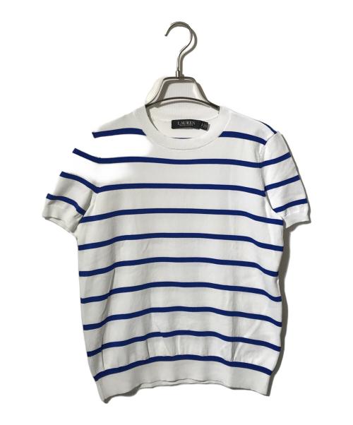 LAUREN RALPH LAUREN（ローレン ラルフ ローレン）LAUREN RALPH LAUREN (ローレン ラルフ ローレン) 半袖ボーダーニット ホワイト×ブルー サイズ:Sの古着・服飾アイテム