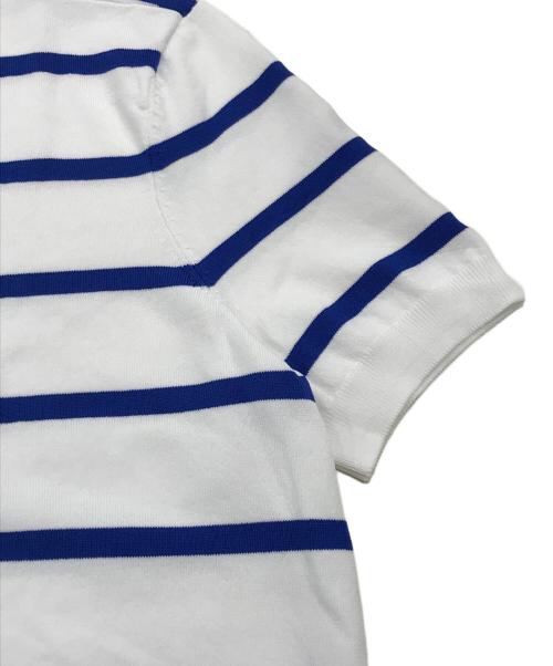 LAUREN RALPH LAUREN（ローレン ラルフ ローレン）LAUREN RALPH LAUREN (ローレン ラルフ ローレン) 半袖ボーダーニット ホワイト×ブルー サイズ:Sの古着・服飾アイテム