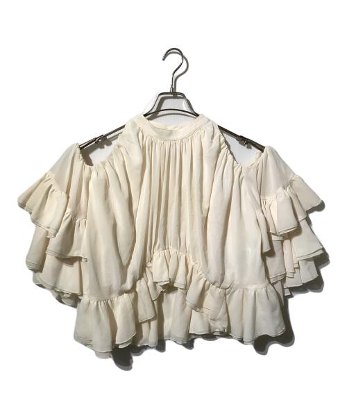 RANDA（ランダ）RANDA (ランダ) ラッフルフリルオフショルダーブラウス/半袖ブラウス/フリル ベージュ サイズ:SIZE 1の古着・服飾アイテム
